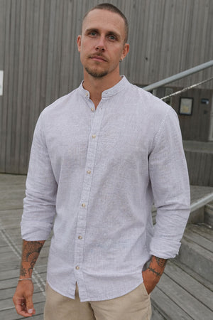 Jack & Jones Summer Shirt Linen Blend Band LS Crockery