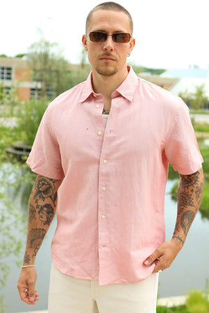 Selected Clay Linenblend SS Shirt Rose Dawn