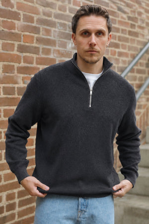 Solid Vian Half Zip Dark Shadow Melange