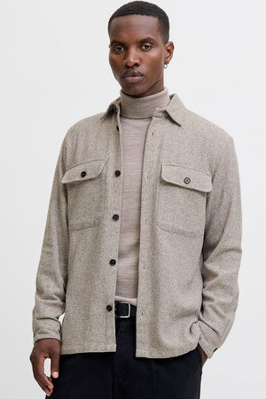 Jack & Jones Rayle Melange Solid LS Overshirt Ermine
