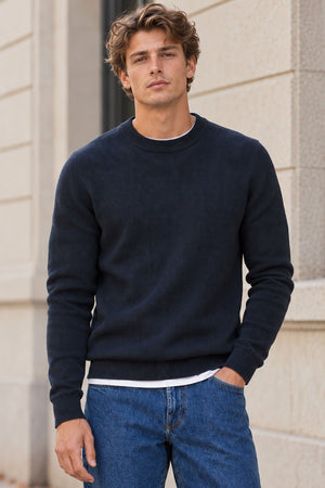 Selected Dane LS Structure Knit Crew Neck Sky Captain