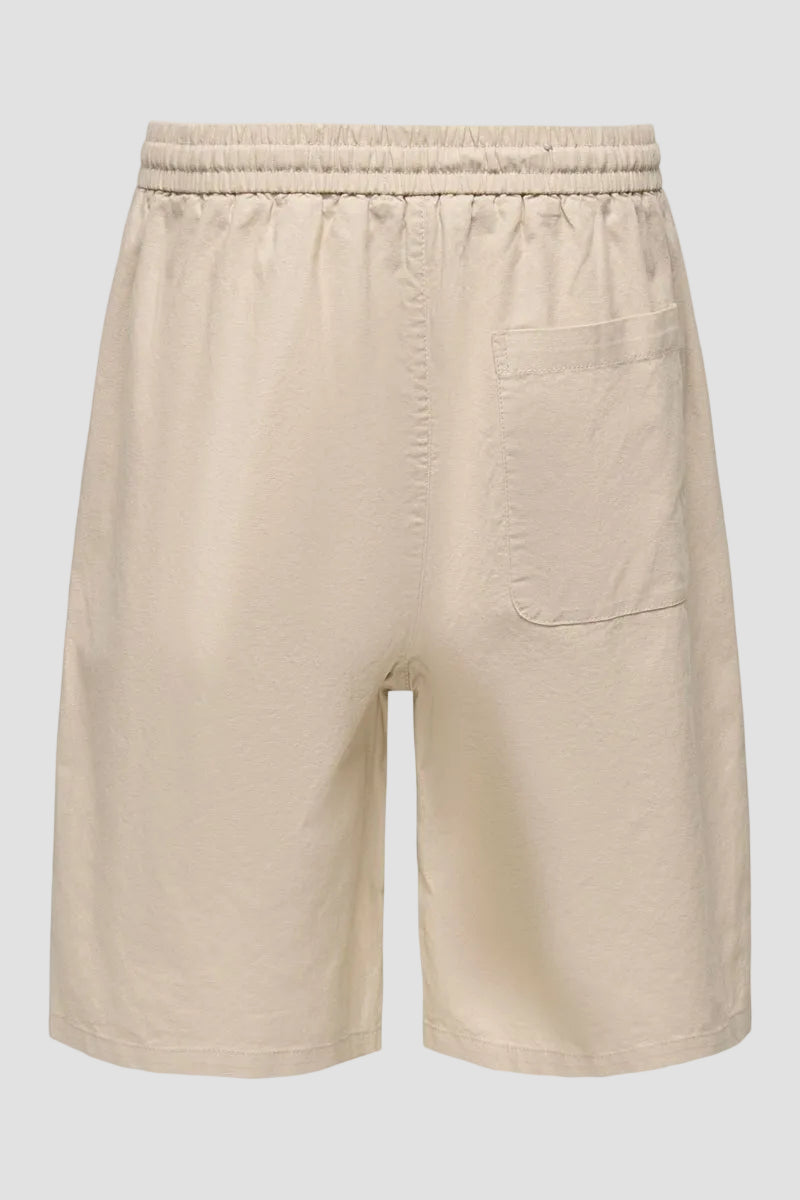 Only & Sons ONSDAVES Wide-Leg Cotton-Linen Shorts – Silver Lining
