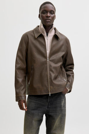 Jack & Jones Casablanca PU Jacket Chocolate Brown
