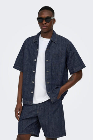 Only & Sons Wayne S/S DB 7354 Azg Dnm Shirt Dark Blue Denim