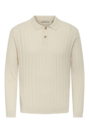 ONLY & SONS Kent Regular Fit Polo Knit LS Silver Lining