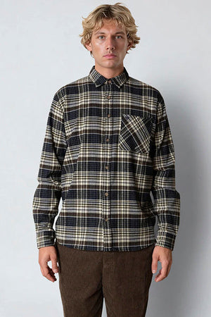 Fat Moose Forest flannel shirt Navy/Moss check 007