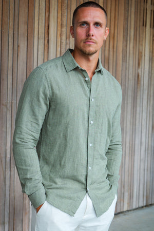 ONLY & SONS Caiden LS Linen Shirt Swamp