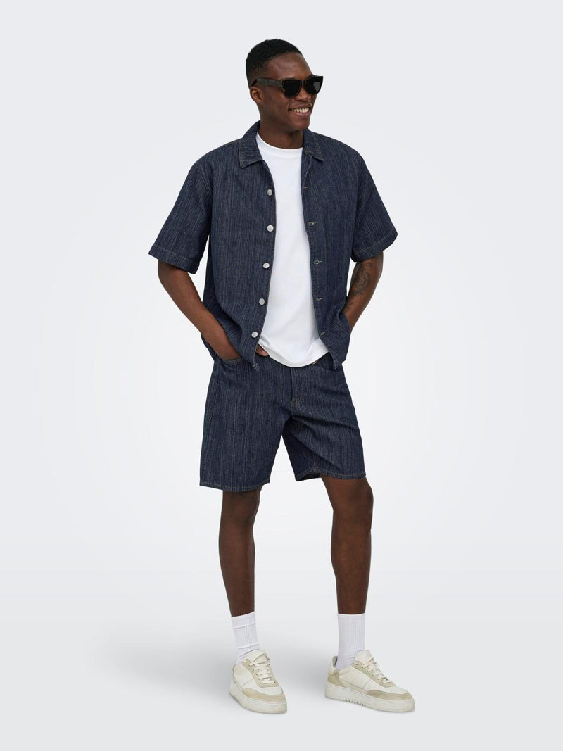 Only & Sons Wayne S/S DB 7354 Azg Dnm Shirt Dark Blue Denim