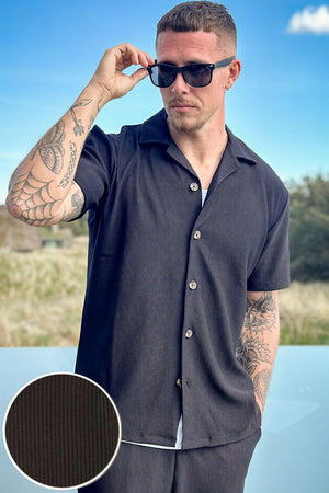 Selected Relax Plisse Resort SS Shirt Black