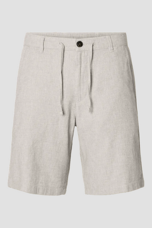 Selected Regular Brody Linen Blend Shorts Pure Cashmere Egret