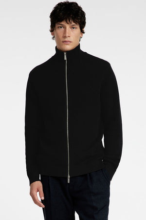 Selected Dane Structure Knit Full Zip Black