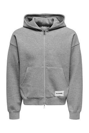 Only & Sons Goyle Boxy Zip Hoodie Medium Grey Melange