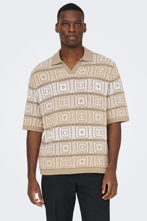 Only & Sons Bart Life RLX 5 SS Resort Knit Chinchilla