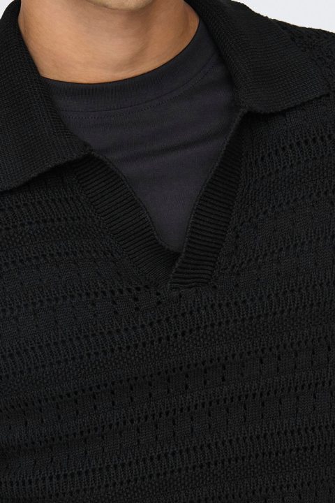 ONLY & SONS Grayson SS Chocket Knit Polo Black