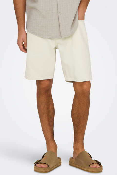 ONLY & SONS Edge Straight Fit Denim Shorts Ecru