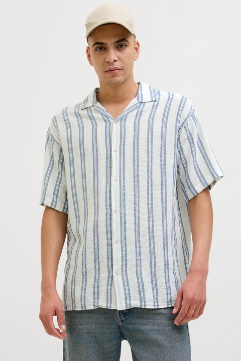 Jack & Jones Enzo Stripe Resort Shirt SS White