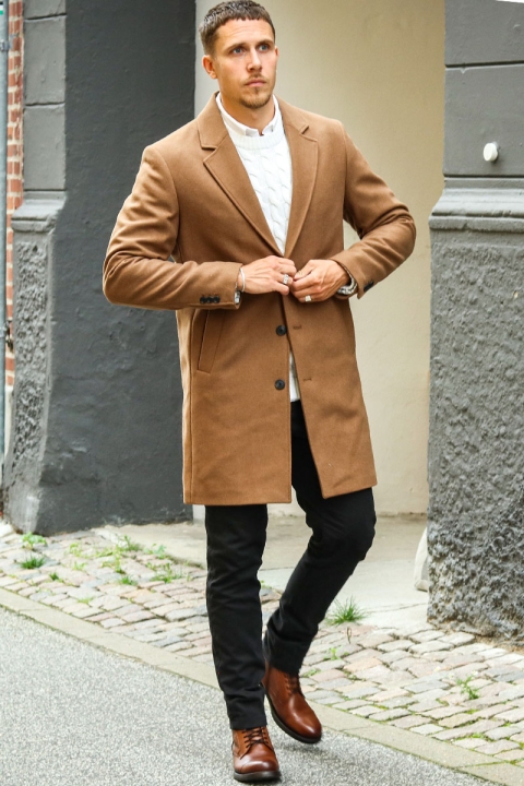 Jack & Jones Harrison Wool Coat Khaki