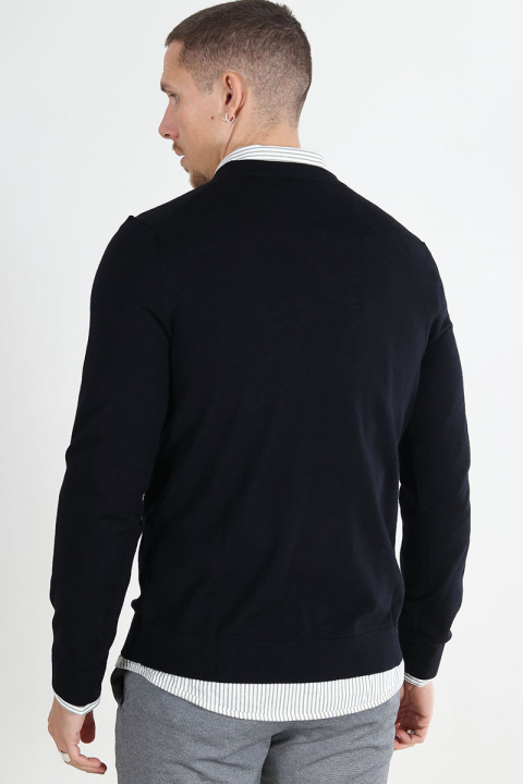 Selected Tray LS Merino Knit Half Zip Black