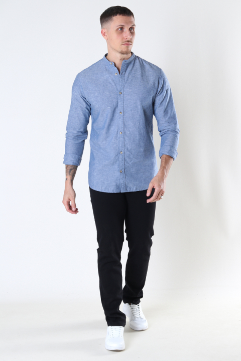 Jack & Jones Summer Band Shirt LS Faded Denim