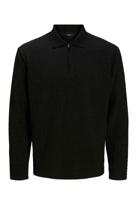 Jack & Jones Laethan LS Zip Polo  Black