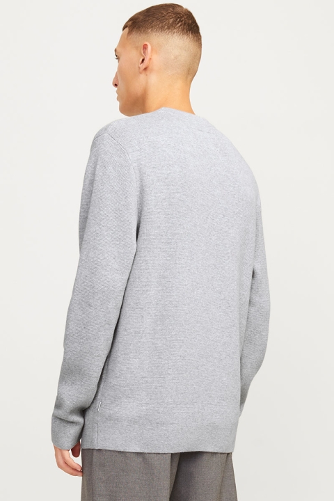 Jack & Jones Milano Stitch Knit Crew Neck Light Grey Melange