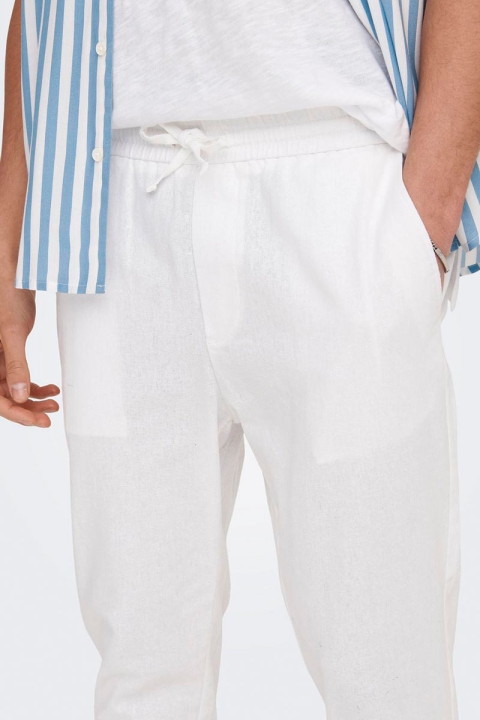 ONLY & SONS Linus Linen Crop Pants  Bright White