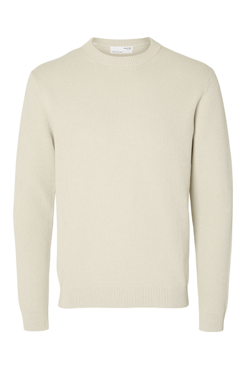 Selected Dane LS Structure Knit Crew Neck Oatmeal