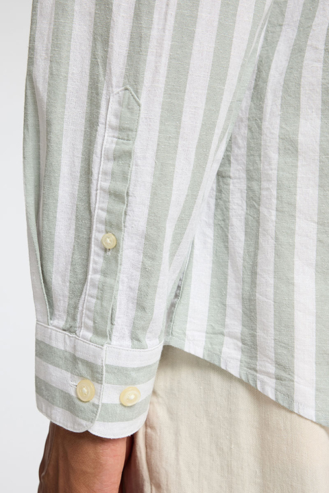 Selected Slim Sun Linen Shirt LS Iceberg Green Stripe