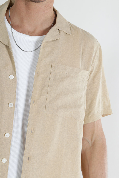 Solid Allan Cuba Linen Shirt Curds & Whey