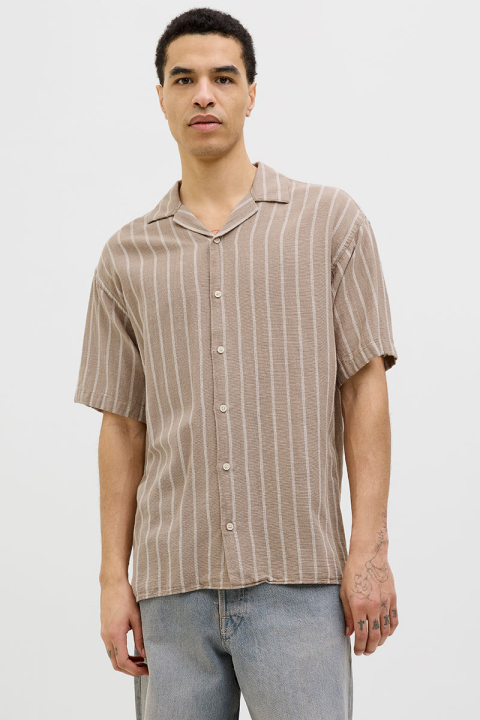 Jack & Jones Enzo Stripe Resort Shirt SS Crockery