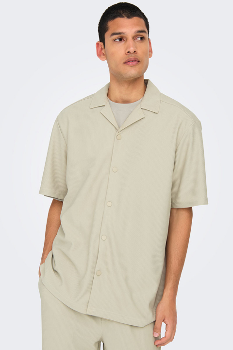 ONLY & SONS Kari Relaxed Plizze Resort SS Shirt Moonstruck