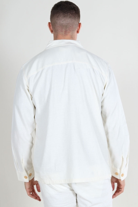 Selected SLHBRODY-LINEN OVERSHIRT LS Cloud Dancer