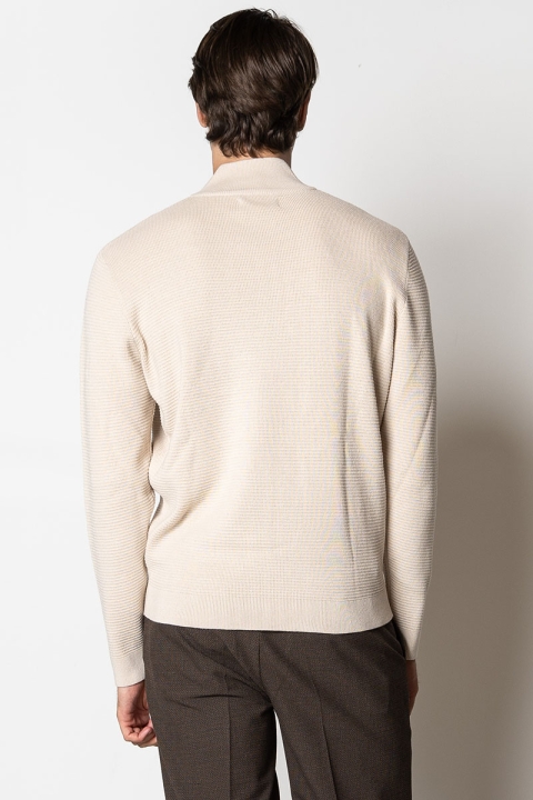 Clean Cut Copenhagen Oscar half-zip knit Ecru Melange