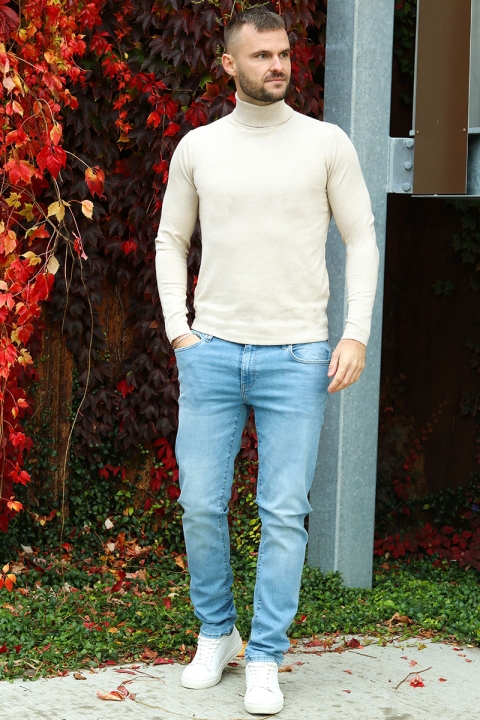 JEFF MALCOLM ROLL NECK KNIT Beige