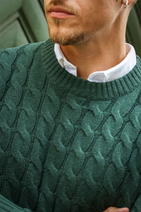 ONLY & SONS Kicker Cable Knit Crew Neck Rosin