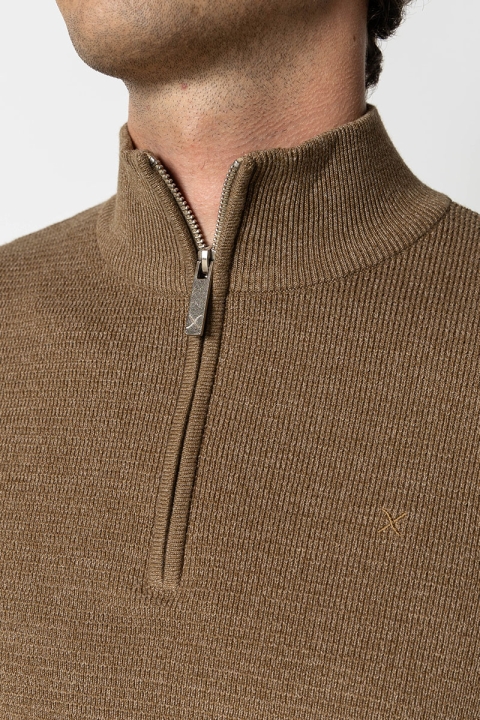 Clean Cut Copenhagen Oscar half-zip knit Brown Melangè