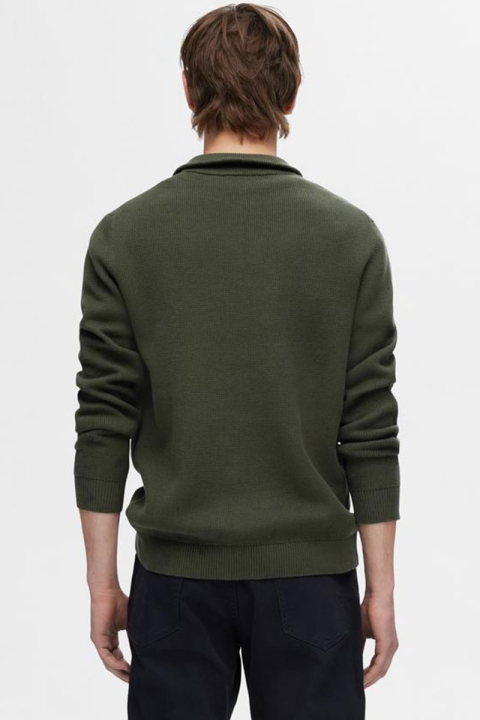 Selected Dane LS Structure Knit Half Zip Forest Night