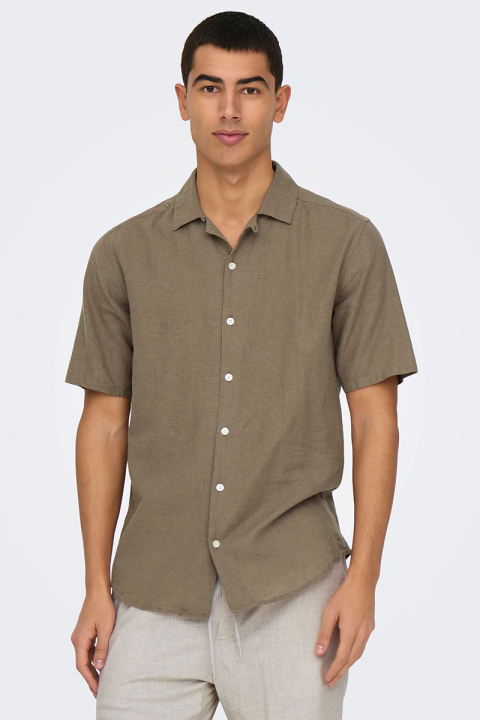 ONLY & SONS Caiden SS Resort Linen Shirt Fossil