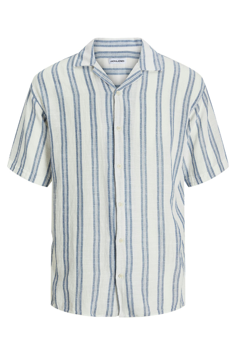 Jack & Jones Enzo Stripe Resort Shirt SS White