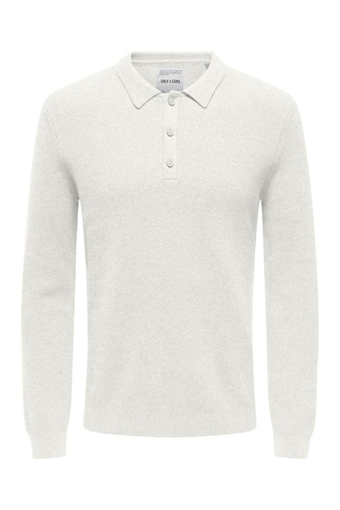 ONLY & SONS Phil Rib LS Polo Knit Cloud Dancer