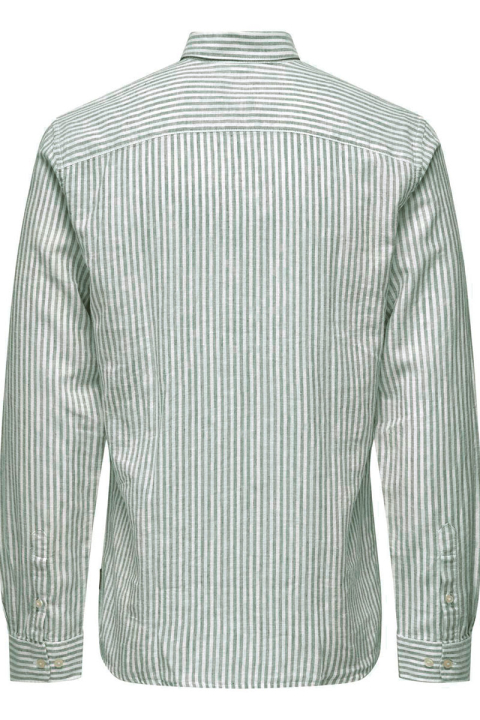 ONLY & SONS Caiden LS Stripe Linen Shirt Sea Spray