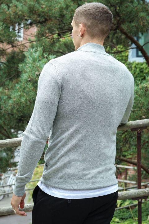 JEFF FRANKIE HALF ZIP KNIT Light Grey