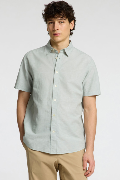 Selected Regular Sun Linen Shirt SS Iceberg Green / White