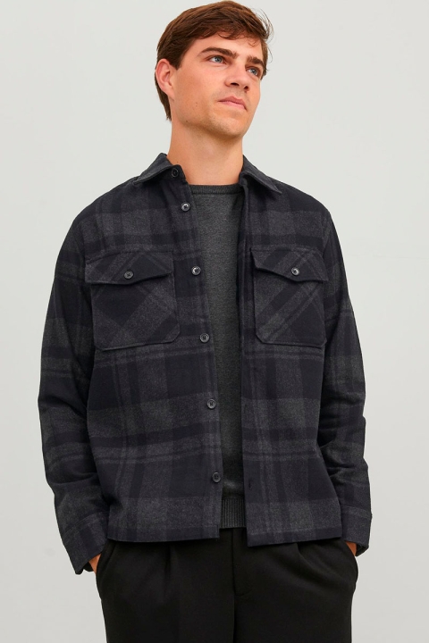 Jack & Jones Roy Check Overshirt LS Dark Grey Melange