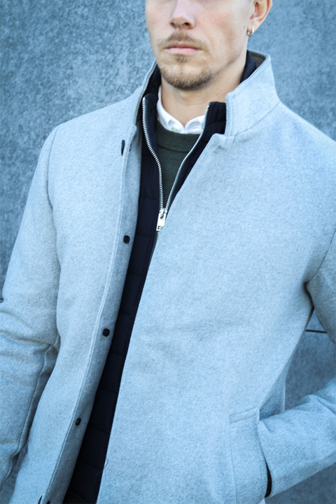 Jack & Jones Harrison Wool Jacket  Light Grey Melange