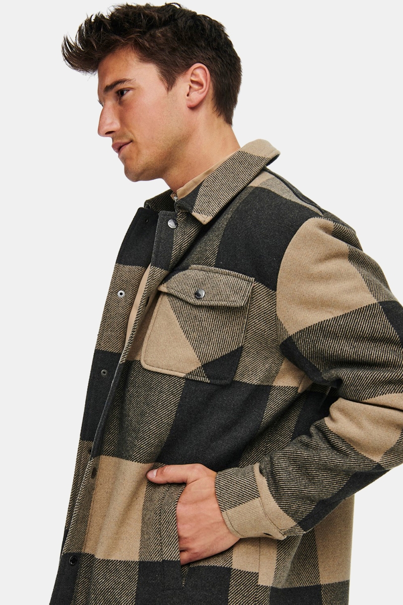 Only & Sons Louis Check Jacket in Chinchilla Beige – 8th & Main