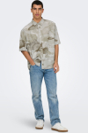 ONLY & SONS Bud Relaxed Fit AOP Linen Shirt Chinchilla