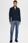 Selected Dane LS Structure Knit Half Zip Sky Captain