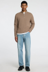 Selected Dane LS Structure Knit Half Zip Greige