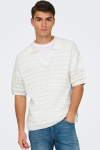 ONLY & SONS Grayson SS Chocket Knit Polo Cloud Dancer